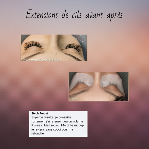 extensions de cils avant apres et témoignage